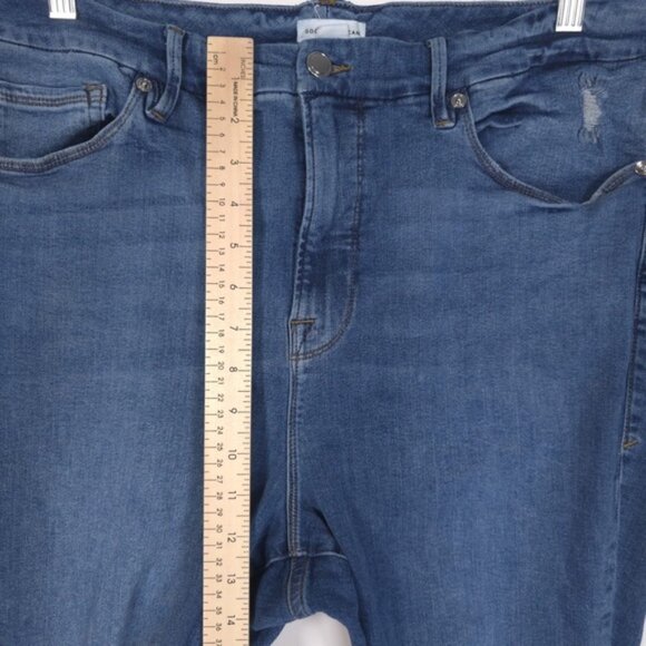 GOOD AMERICAN Women’s Jeans Distressed High Rise Blue 752 GLC873TINA Size 18 - Picture 5 of 14
